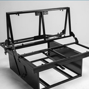 Rock and Roll Bed Sitting up A Dymond Engineering Rock and Roll bed - in gloss black powder coat for a great night's sleep